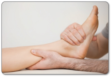 Pts warm up Achilles tendon tissue by performing deep tissue massage.